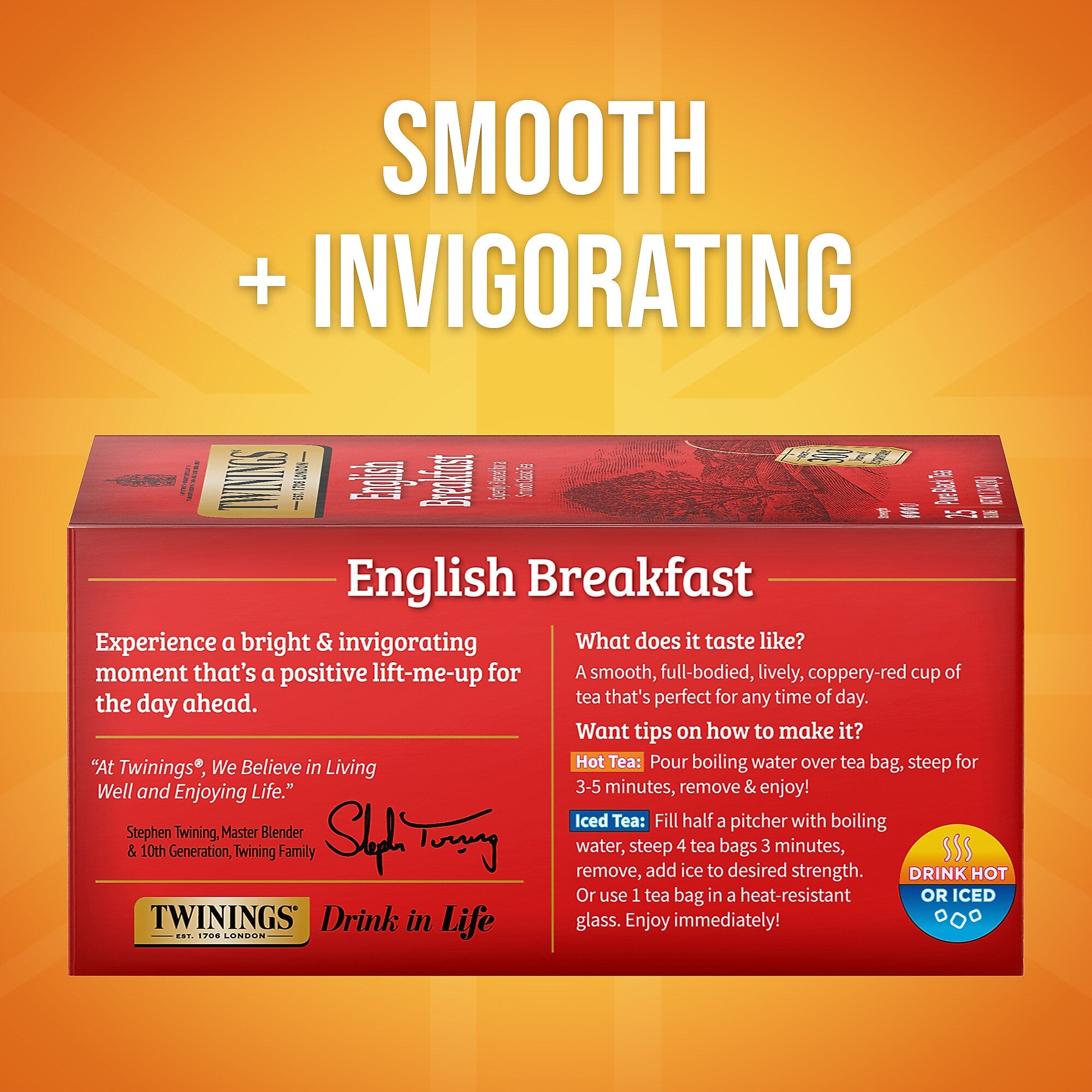Twinings English Breakfast Tea Bags, 25/Box (TNA51726)