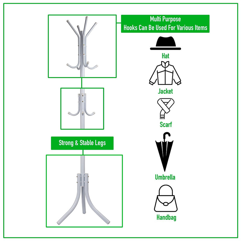Mind Reader Freestanding Coat Rack, White, Metal (COATRACK11-WHT)