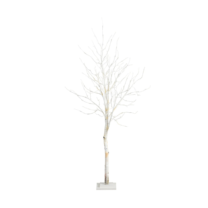 Nearly Natural 6-ft Pre-Lit Artificial White Birch Tree with 90 White LED Lights (T4931)