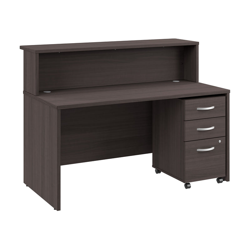 Bush Business Furniture Arrive 60"W Reception Desk with Shelf and Mobile File Cabinet, Storm Gray (ARV002SG)
