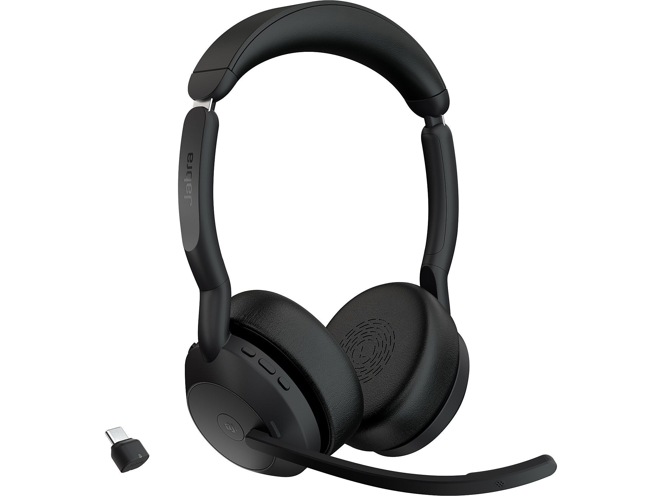 jabra Evolve2 55 Wireless Noise Canceling Bluetooth Stereo Headset, USB-C Adapter, MS Certified (25599-999-899-01)