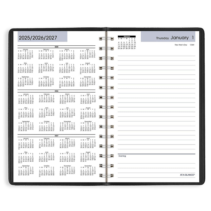 2026 AT-A-GLANCE DayMinder 5" x 8" Daily Planner, Faux Leather Cover, Black (SK46-00-26)