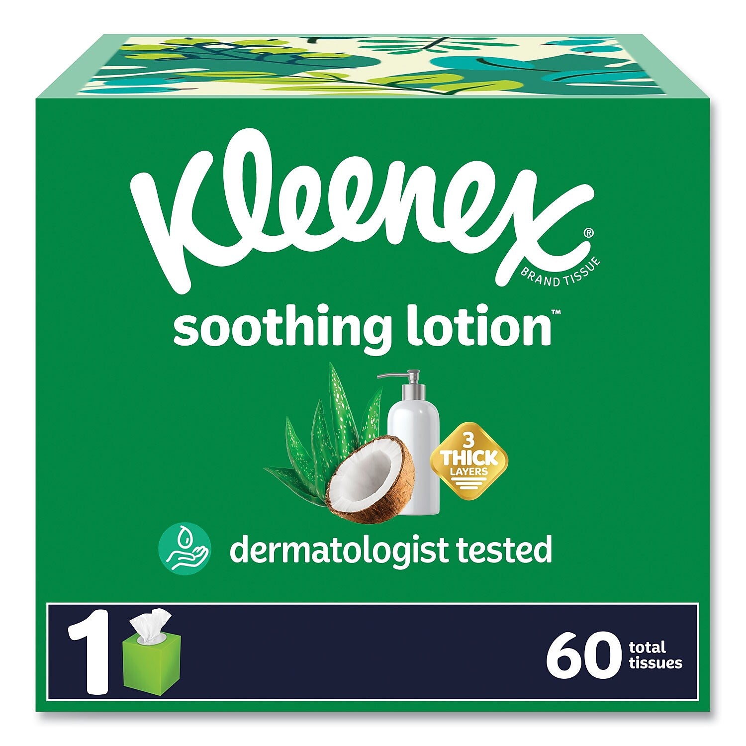 Kleenex Soothing Lotion Facial Tissue, 3-Ply, White, 60 Tissues/Box, 27 Boxes/Carton (54271)