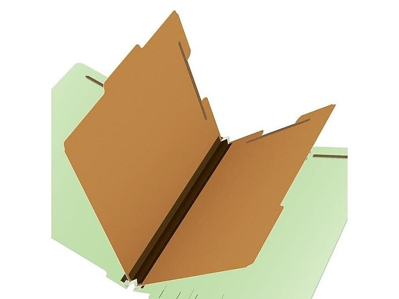 Pendaflex 30% Recycled Pressboard Classification Folder, 2-Divider, 2.5" Expansion, Legal, Light Green, 10/Box (23324R)