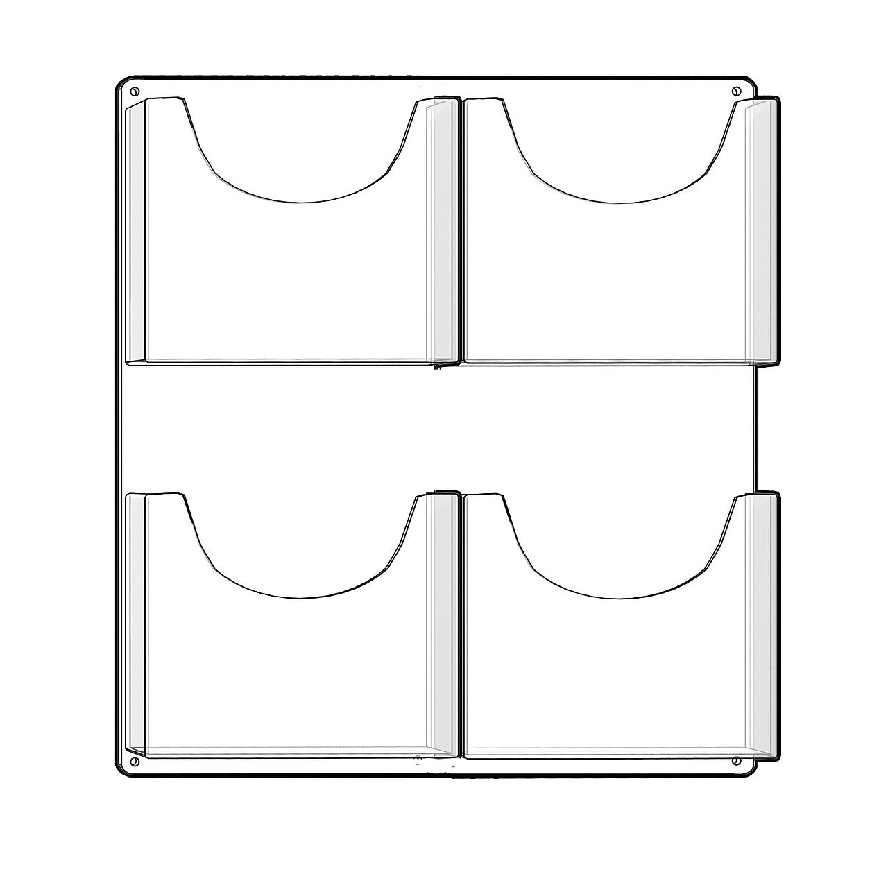 Azar Magazine Holder, 18.875" x 21.5", Vertical, Wall Mounted, Clear, Acrylic, 2/Box (252096)