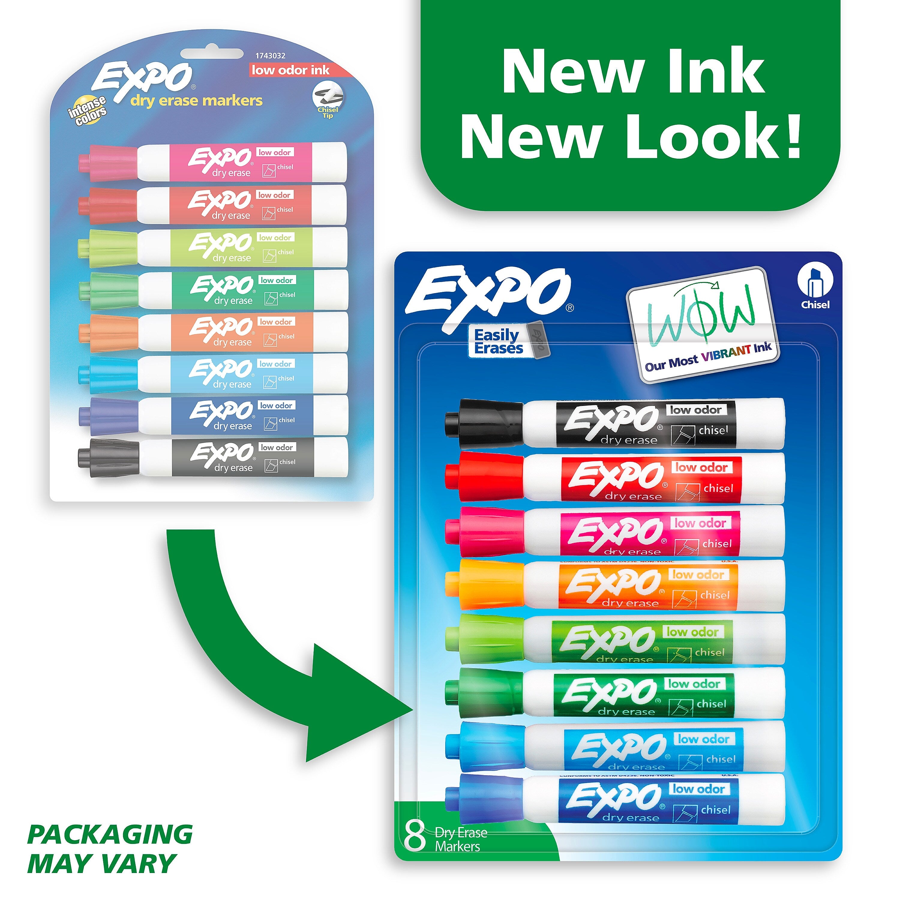 Expo Tank Dry Erase Markers, Chisel Tip, Assorted Inks, 8/Pack (1743032)