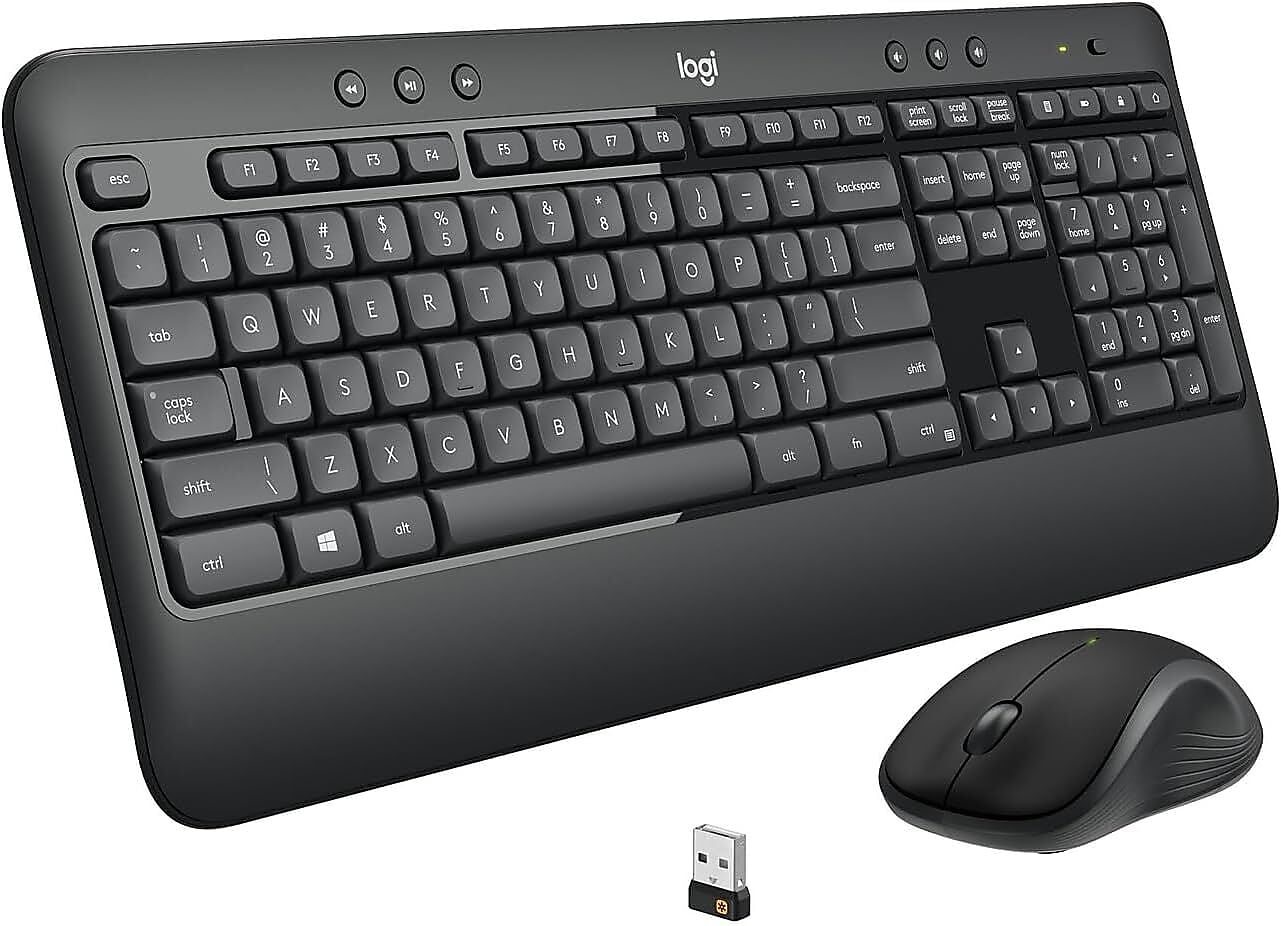 Logitech MK540 Advanced 920-008981 Wireless Ergonomic Keyboard and Laser Mouse Combo, Black