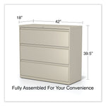Alera 3-Drawer Lateral File Cabinet, Letter/Legal Size, Lockable, 40.25"H x 42"W x 18.63"D, Putty (ALEHLF4241PY)