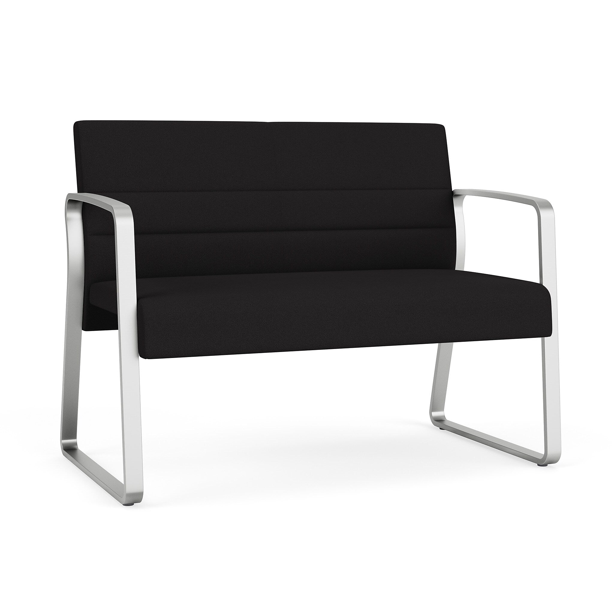 Lesro Waterfall 43"W Fabric Loveseat, Open House Black/Silver (WF1531.SSV-01OHBK)