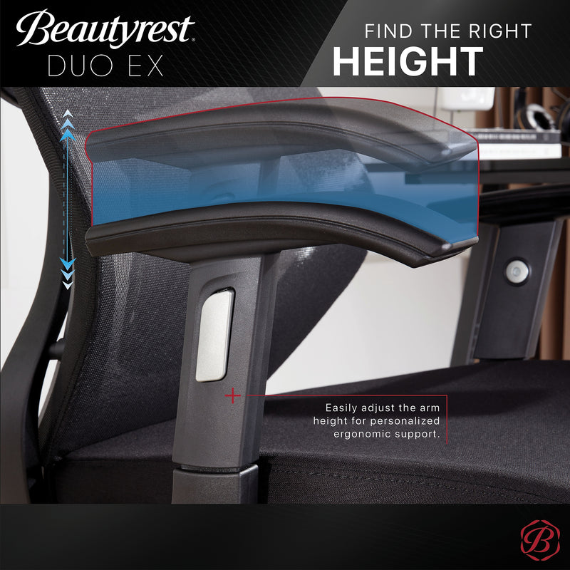 Beautyrest Duo-EX Ergonomic Mesh Swivel Task Chair, Black/Gray (60051GRY)