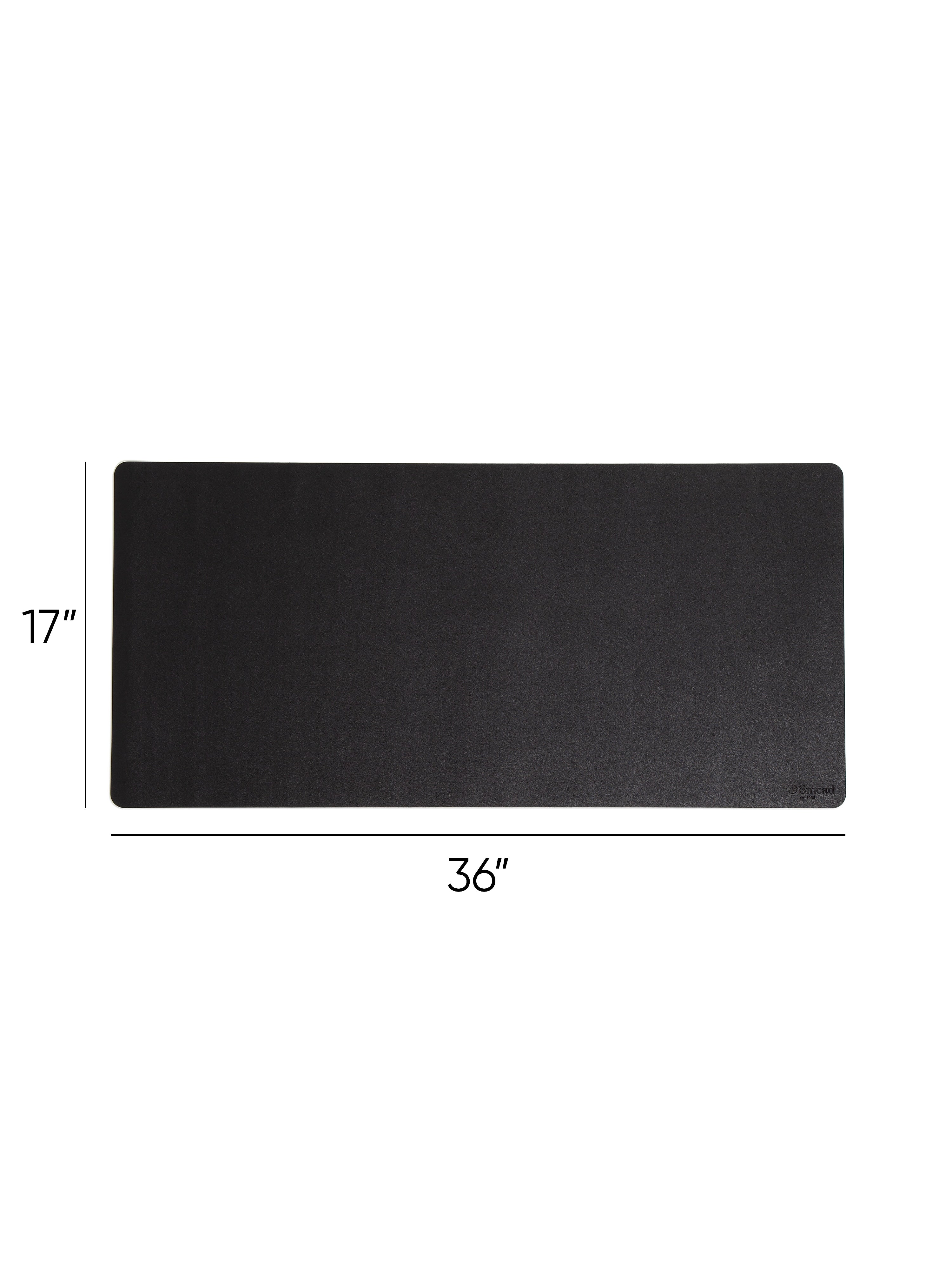 Smead Large Vegan Leather Anti-Slip Faux Leather Desk Pad, 36" x 17", Charcoal (SMD64828)