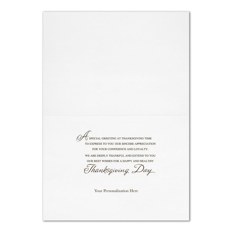 "Thanksgiving Trio" Holiday Card w/ Gold Lined White Envelope, 100/BX