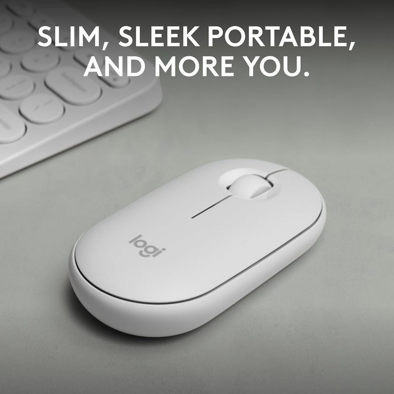Logitech Pebble 2 M350s Wireless Ambidextrous Optical Mouse, Tonal White (910-007022)