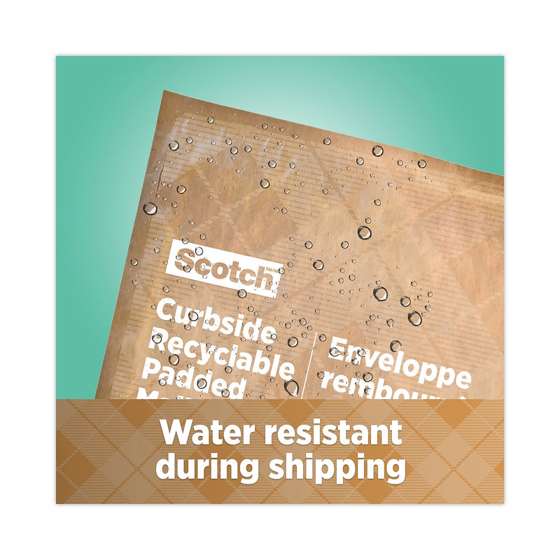 Scotch Curbside Recyclable Padded Mailer, #5, Bubble Cushion, Self-Adhesive Closure, 12 x 17.25, Natural Kraft, 100/Carton