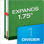 Pendaflex Pressboard Classification Folder, 1-Dividers, 1 3/4" Expansion, Letter Size, Dark Green, 10/Box (23733P)