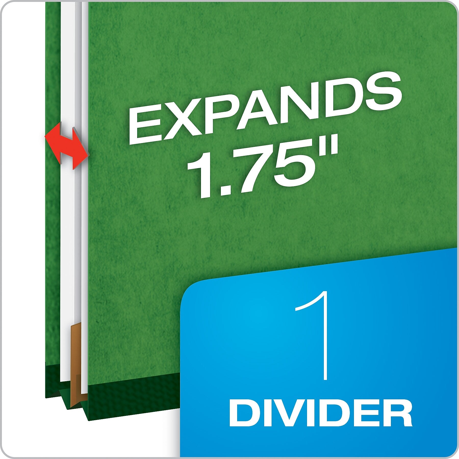 Pendaflex Pressboard Classification Folder, 1-Dividers, 1 3/4" Expansion, Letter Size, Dark Green, 10/Box (23733P)