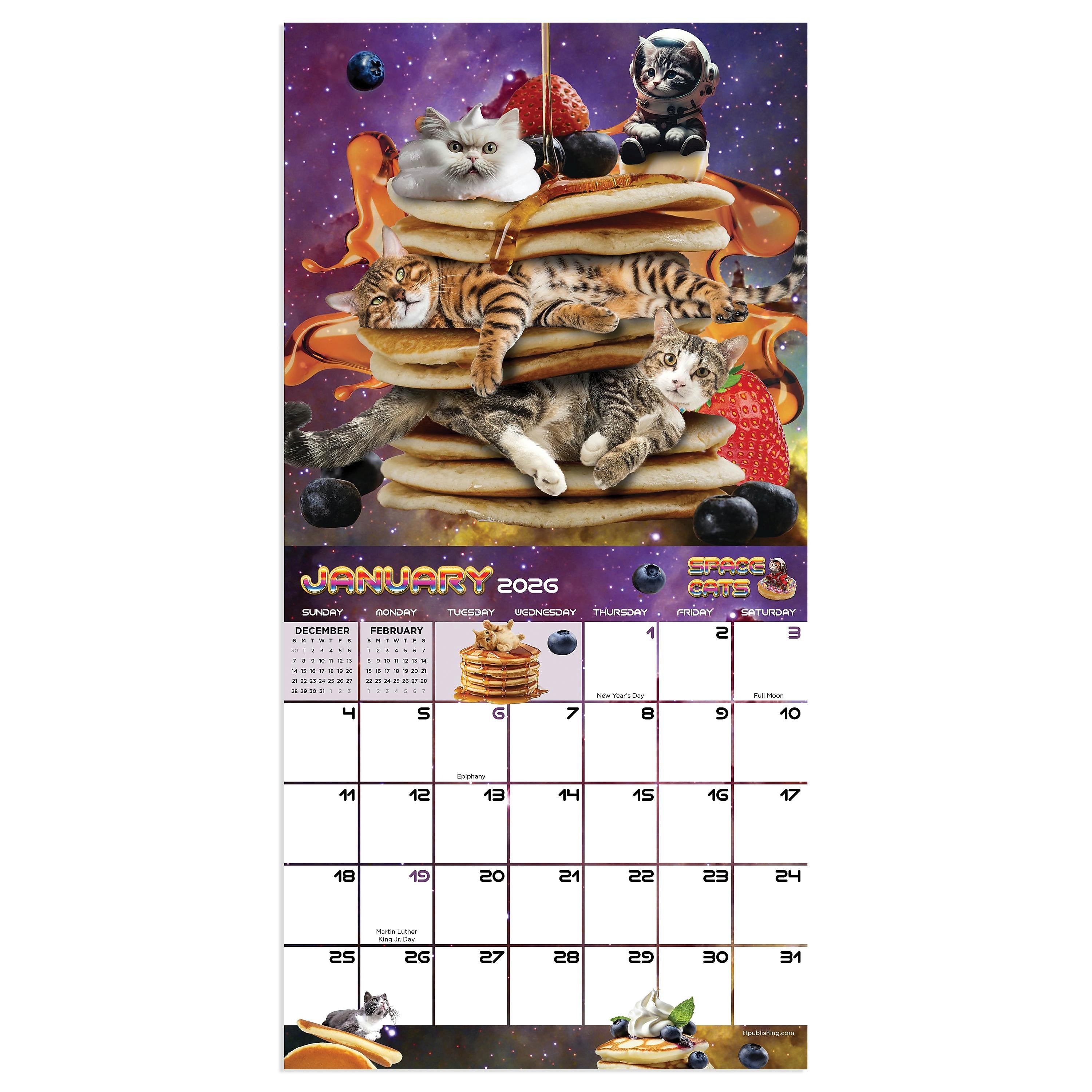 2026 TF Publishing 12" x 17" TF Publishing 7" x 7" Space Cats Mini Calendar 26-2009