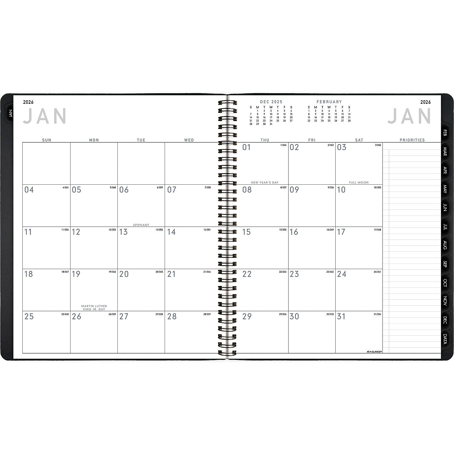 2026 AT-A-GLANCE Contemporary 9" x 11" Monthly Planner, Faux Leather Cover, Black (70-260X-05-26)