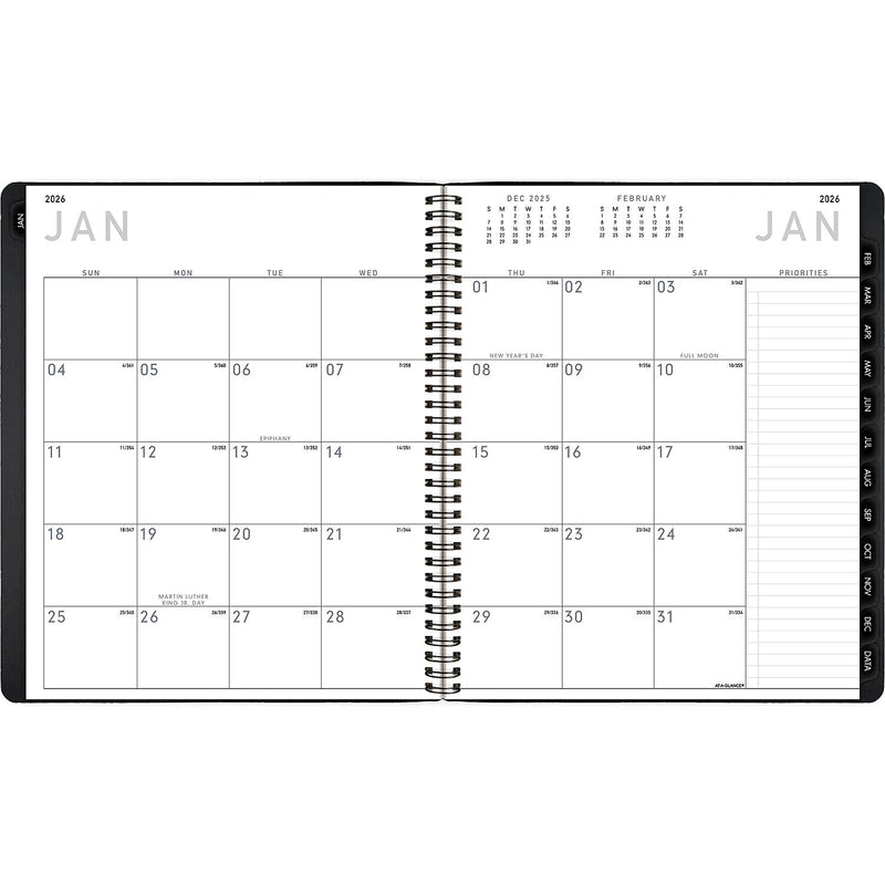 2026 AT-A-GLANCE Contemporary 9" x 11" Monthly Planner, Faux Leather Cover, Black (70-260X-05-26)