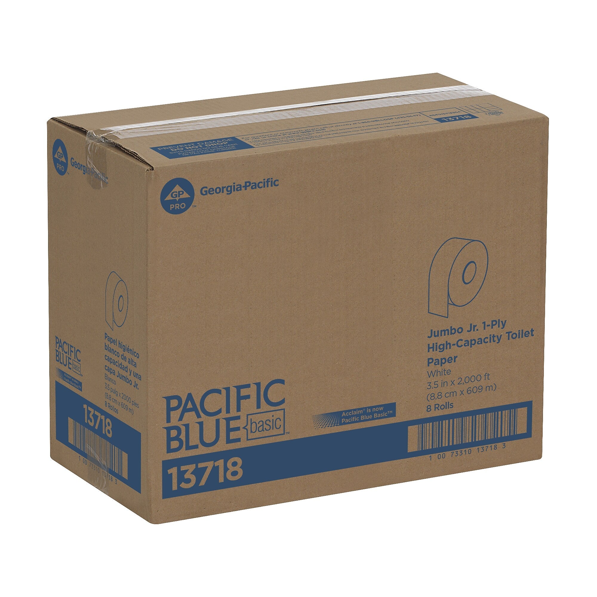 Acclaim® 1-Ply Jumbo Jr. Toilet Paper by GP PRO, White, 2000' Per Roll, 8 Rolls/Case (13718)