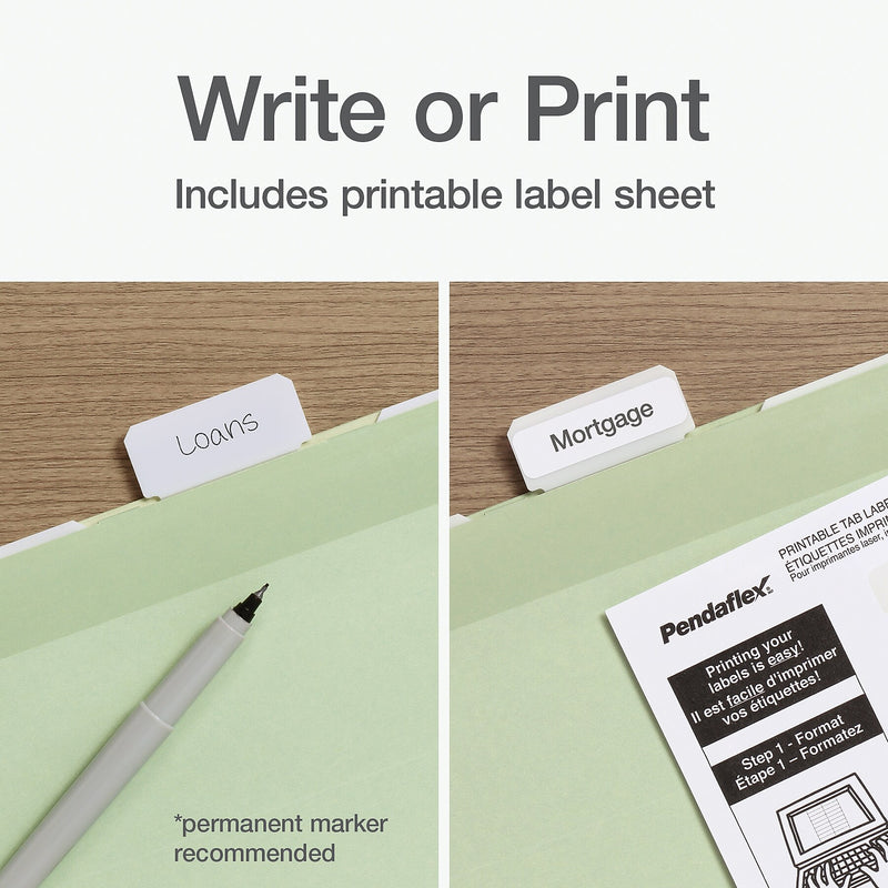 Pendaflex Reinforced Hanging File Folder, 6-Tab, Legal, Sage Green, 20/Box (1009464)