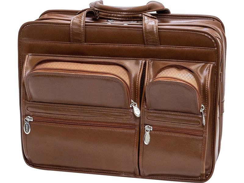 McKlein Hubbard Leather Briefcase, Laptop Compatible, Brown (88434)