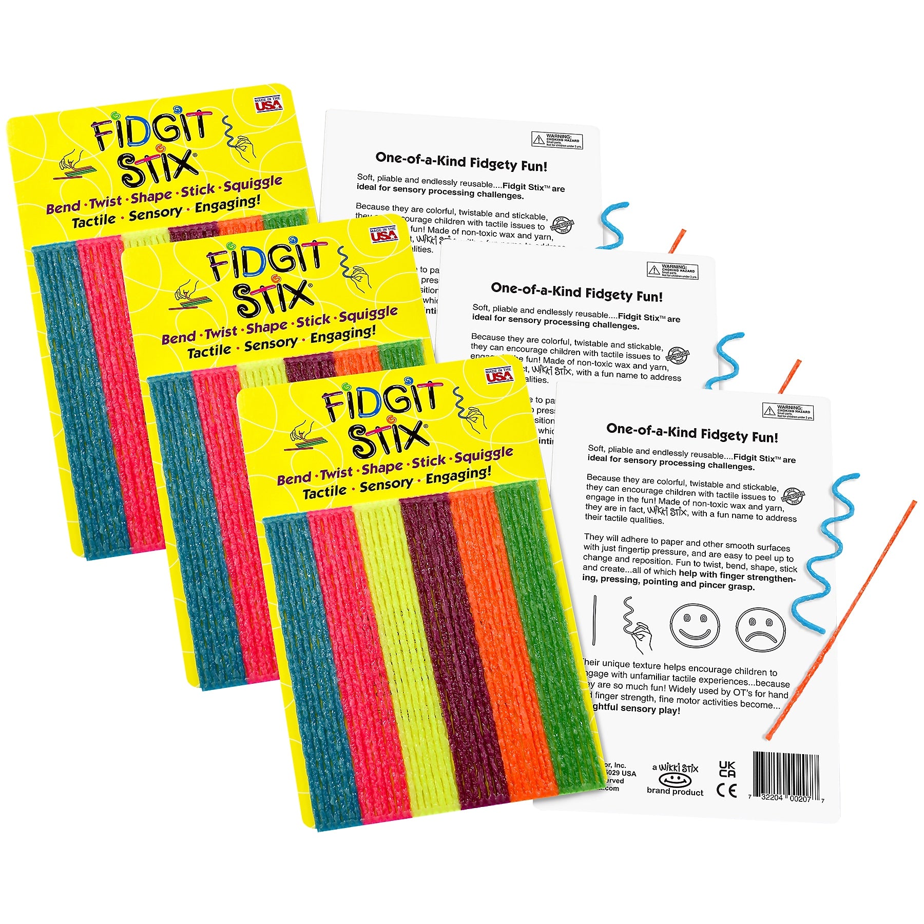 Wikki Stix Fidgit Stix, 42/Pack, 3 Packs/Bundle (WKX207-3)