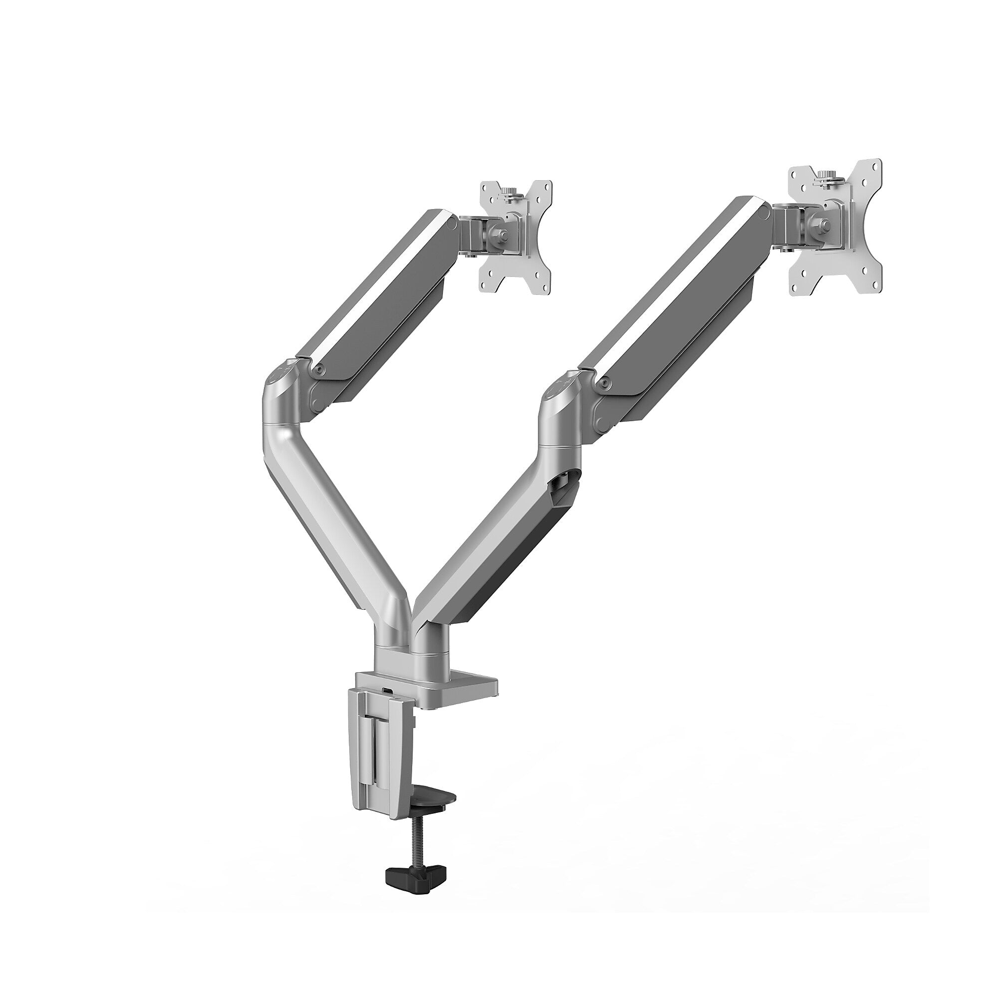 Fellowes Platinum Series Adjustable Dual Monitor Arms, Up to 40" Monitor, Silver (8056501)