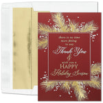 "Pine Thank You" Holiday Card w/ Gold Lined White Envelope, 50/BX