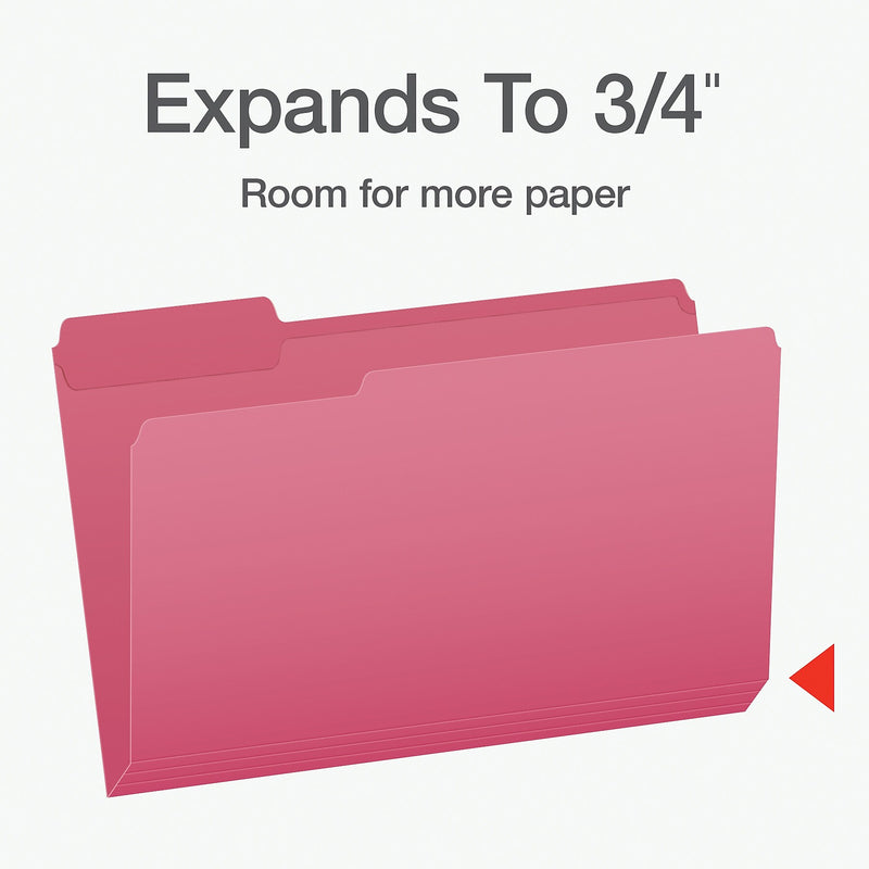 Pendaflex Heavy Duty File Folder, 1/3-Cut Tab, Assorted, Legal Size, Pink, 100/Box (1007033)