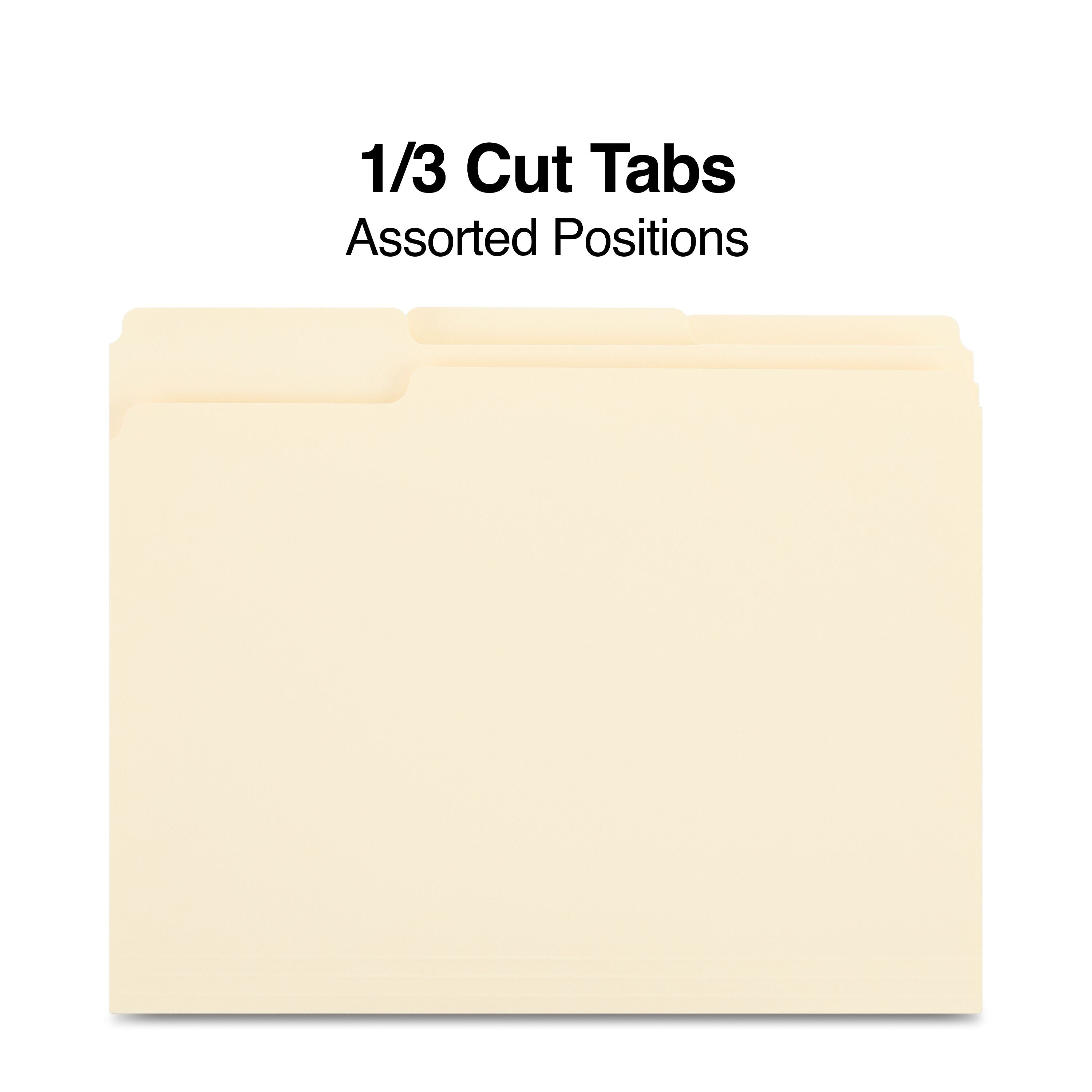 Staples 100% Recycled File Folders, 1/3-Cut Tab, Letter Size, 100/Box (ST246850/246850)