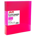 JAM Paper 1" 3-Ring Flexible Poly Binder, Fuchsia Pink (PB75239FU)