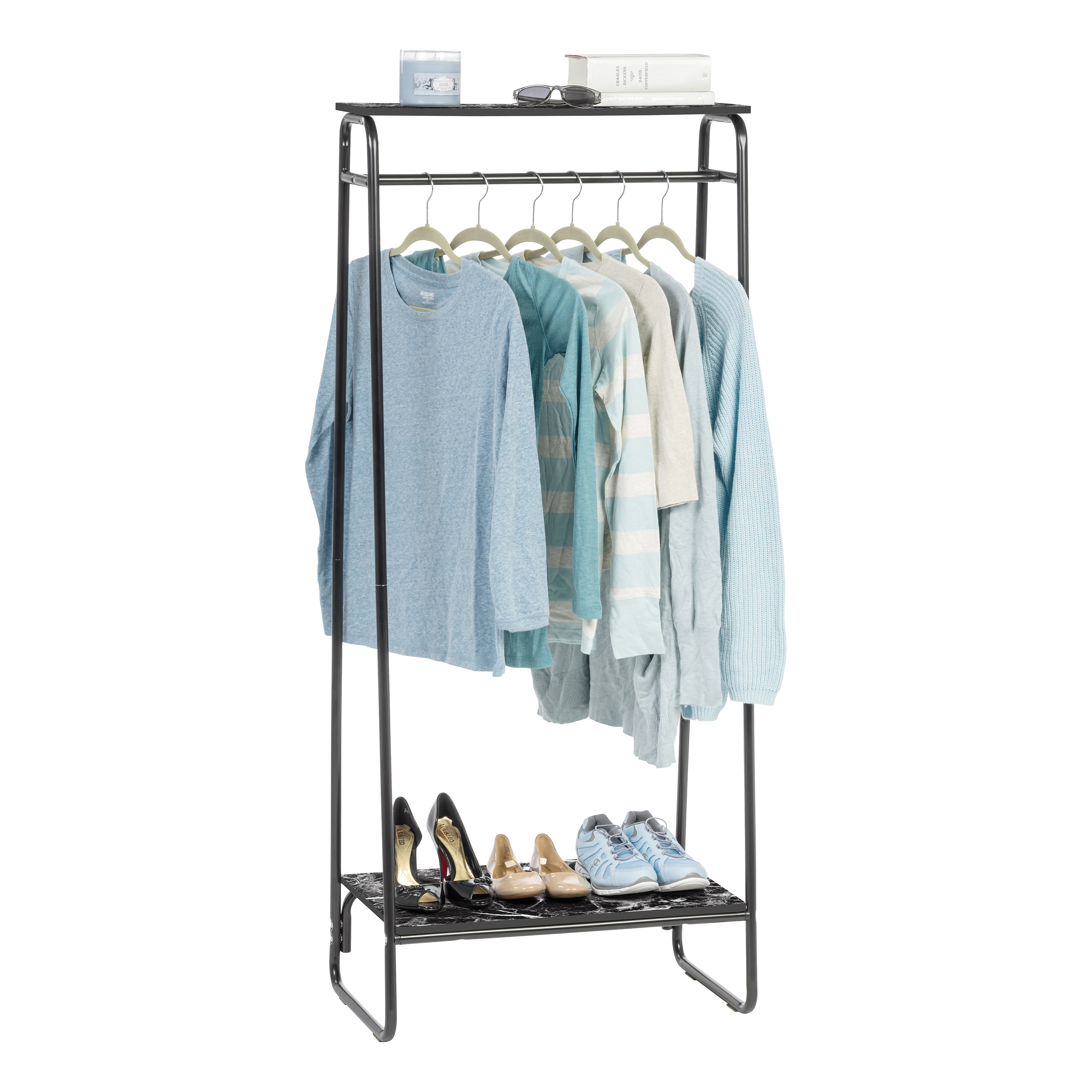 Iris 8.88" x 6.75" Garment Rack, Black Metal (596269)