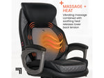 Sharper Image S-600 Active Lumbar Heated Ergonomic Bonded Leather Swivel Executive Massage Chair, Black (60098-BLK)