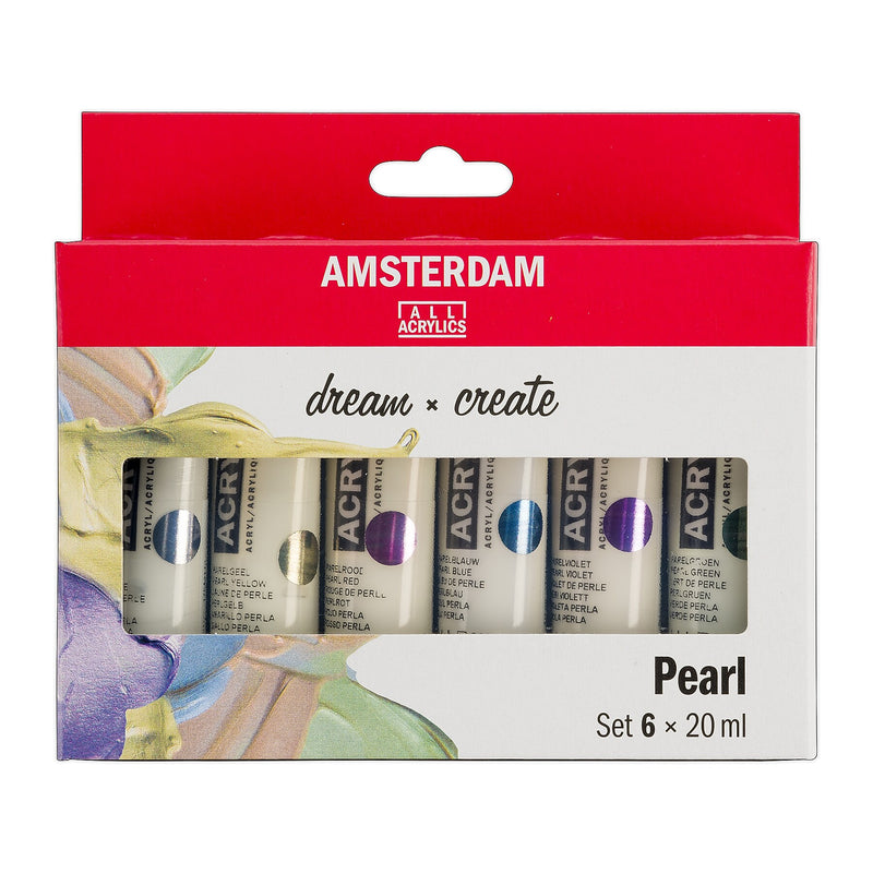 Amsterdam Pearlescent Acrylic Paint, Assorted Colors, 6/Pack (AMS17820506)