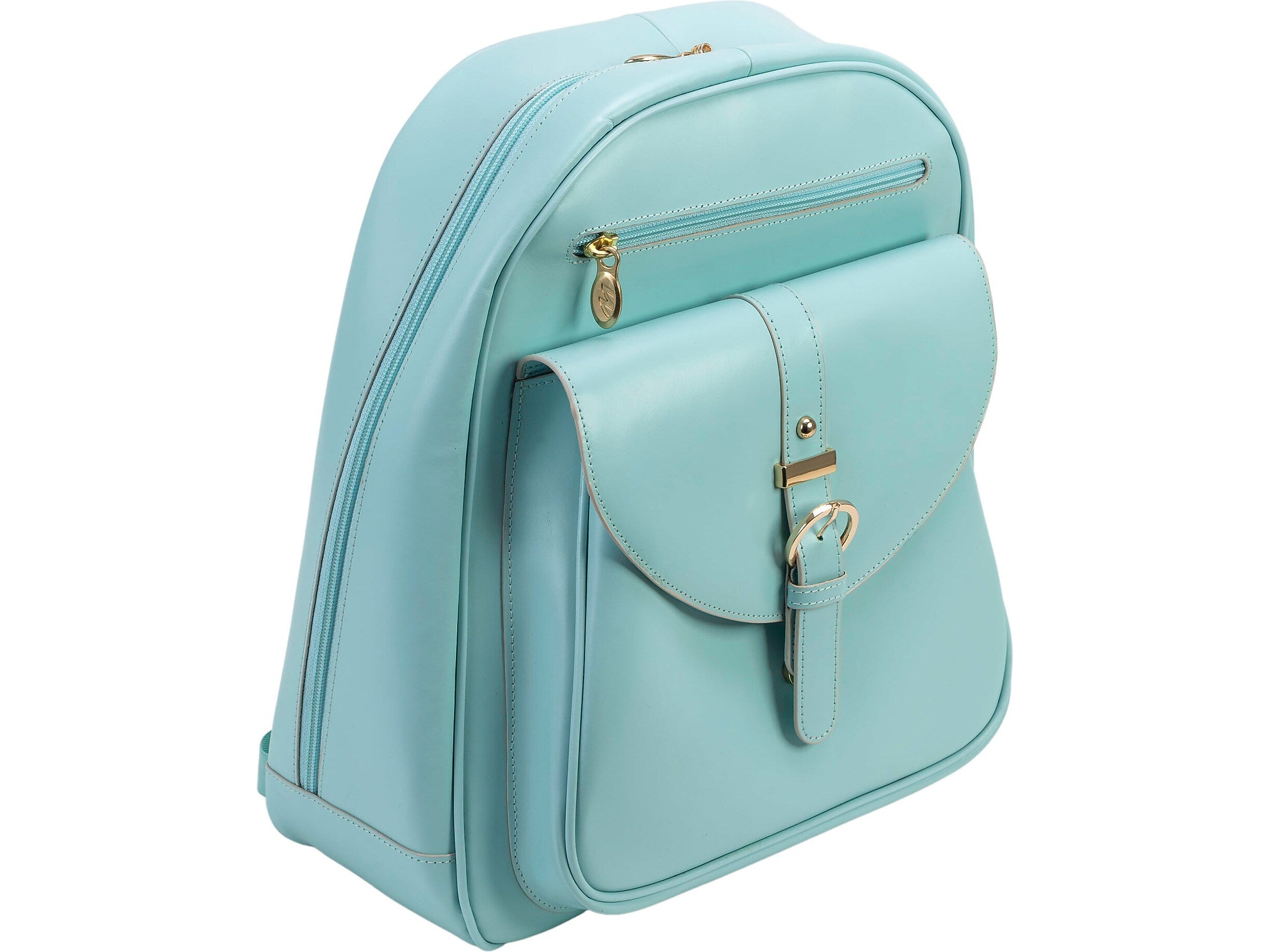 McKlein MOLINE Leather Laptop Backpack, Small, Aqua Blue (99668)