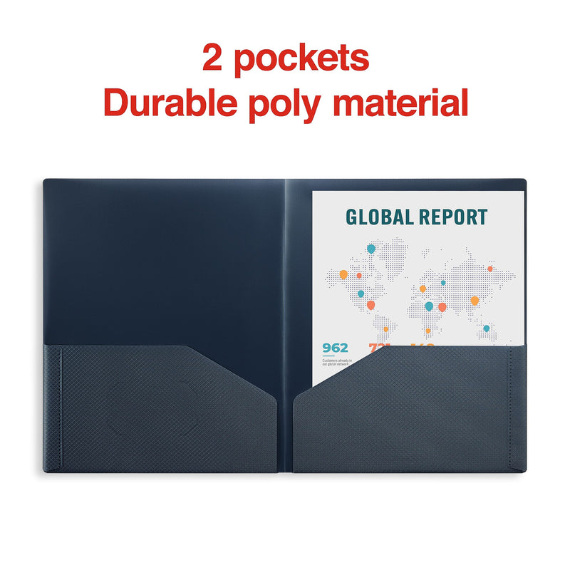 Staples 2-Pocket Plastic Presentation Folder, Blue (21624-CC/20644)