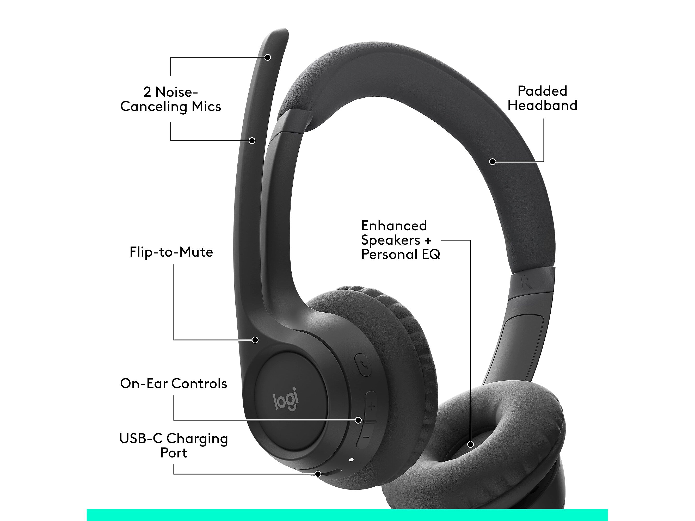 Logitech Zone Vibe 300 Wireless Noise-Canceling Bluetooth Stereo Headset (981-001406)