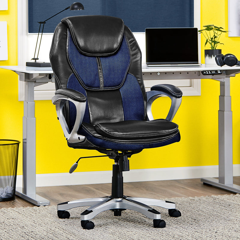 Serta Amplify Ergonomic Faux Leather Swivel Executive Chair, Blue (43673B)