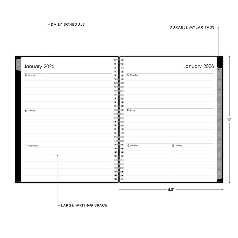 2026 Blue Sky Enterprise 8.5" x 11"  Weekly & Monthly Planner, Plastic Cover, Black (111288-26)