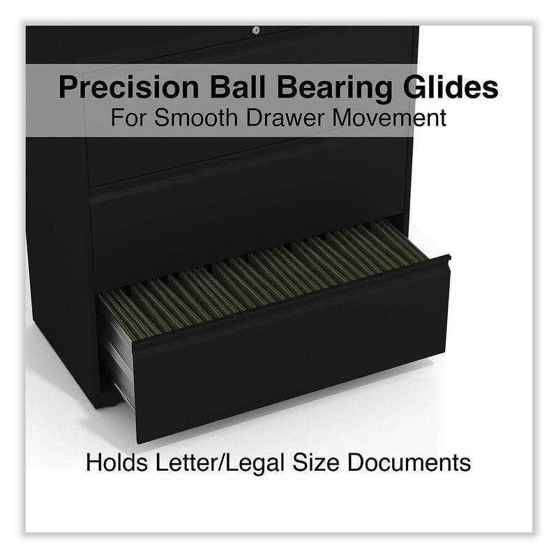 Alera 3-Drawer Lateral File Cabinet, Letter/Legal Size, Lockable, 40.25"H x 36"W x 18.63"D, Black (ALEHLF3641BL)
