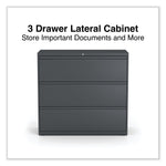 Alera 3-Drawer Lateral File Cabinet, Letter/Legal Size, Lockable, 40.25"H x 42"W x 18.63"D, Charcoal (ALEHLF4241CC)