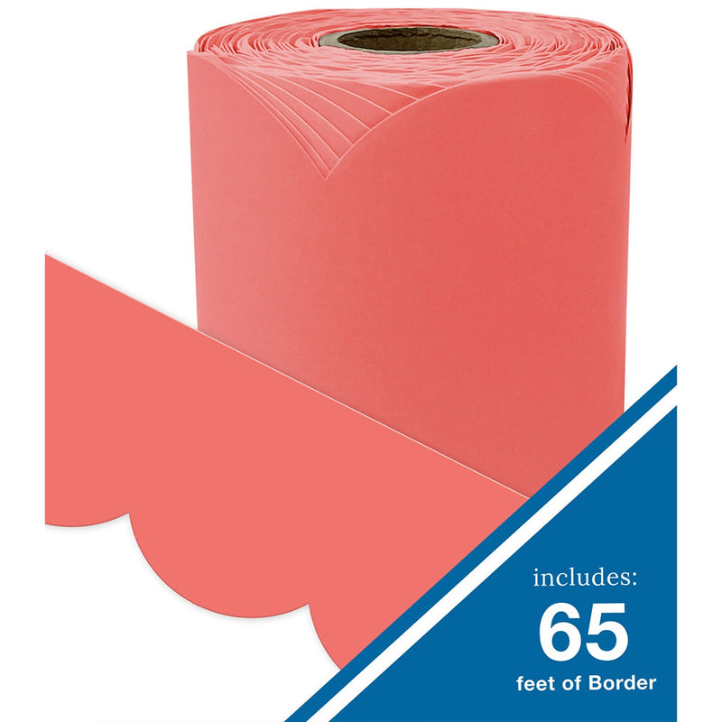 Carson Dellosa Education Rolled Scalloped Bulletin Board Border, 3" x 65', Salmon, 3/Bundle (CD-108528-3)