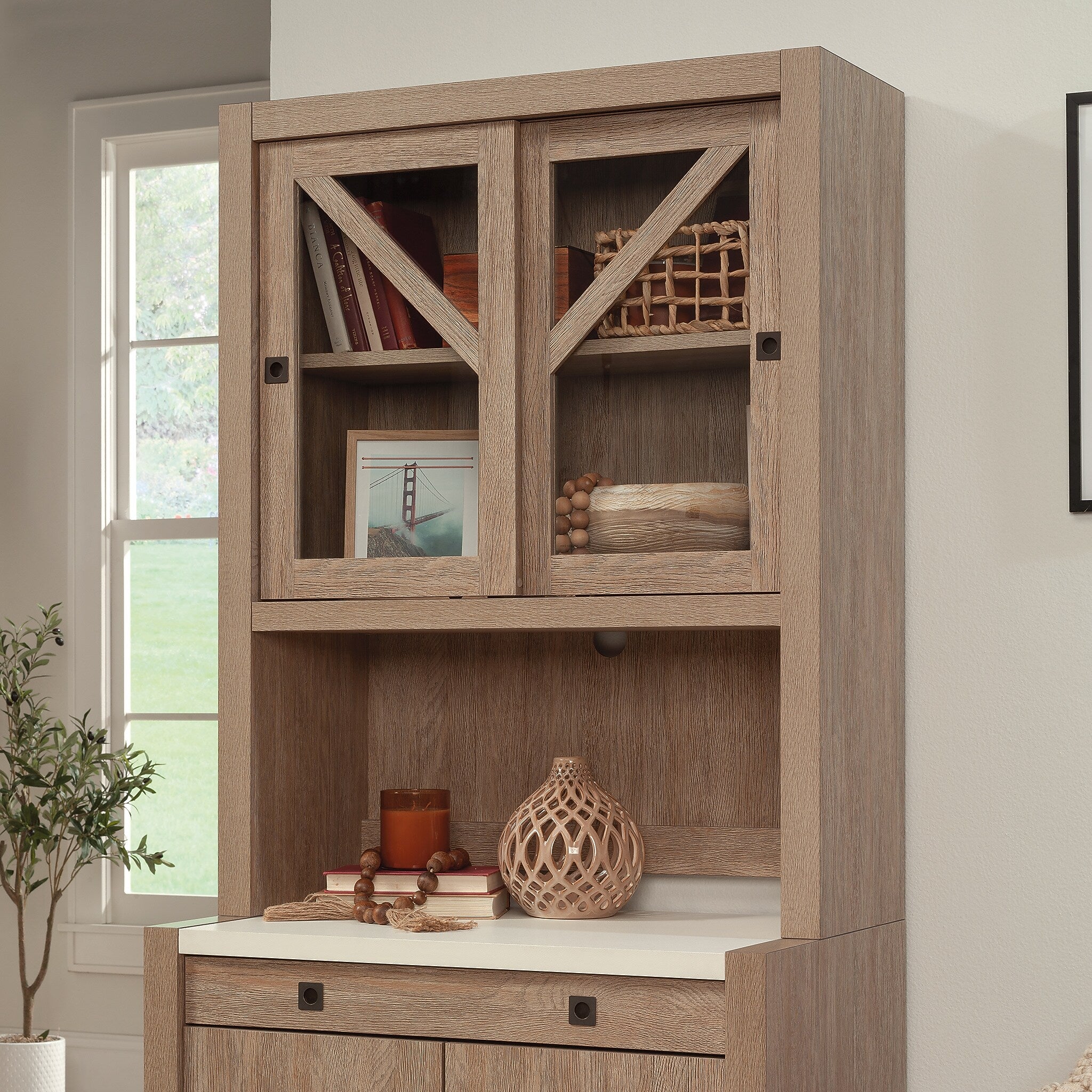 Sauder Dixon City 33"W Desktop Hutch, Brushed Oak (432889)