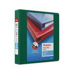 Staples Heavy Duty 1 1/2" 3-Ring View Binder, D-Ring, Green (ST56310-CC)