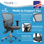 Click365 Ergonomic Mesh Swivel Task Chair, Grey (CCHR10002B)