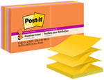 Post-it Super Sticky Pop-up Notes, 3" x 3", Energy Boost Collection, 90 Sheet/Pad, 10 Pads/Pack (R33010SSAU)