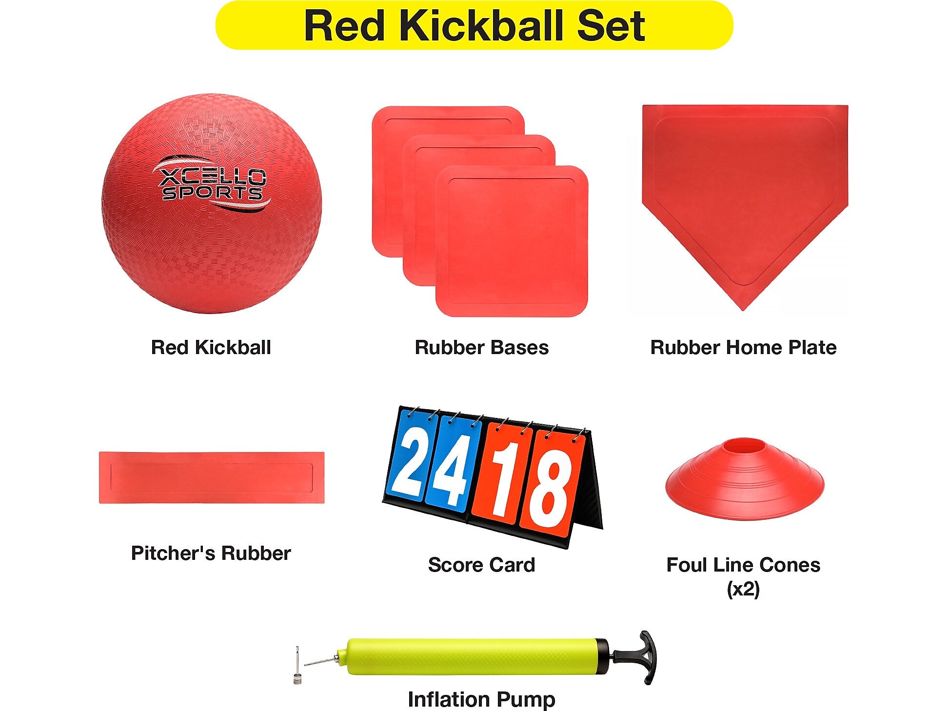 Xcello Sports Kickball Set, Red (KICKBALLSET-RED)