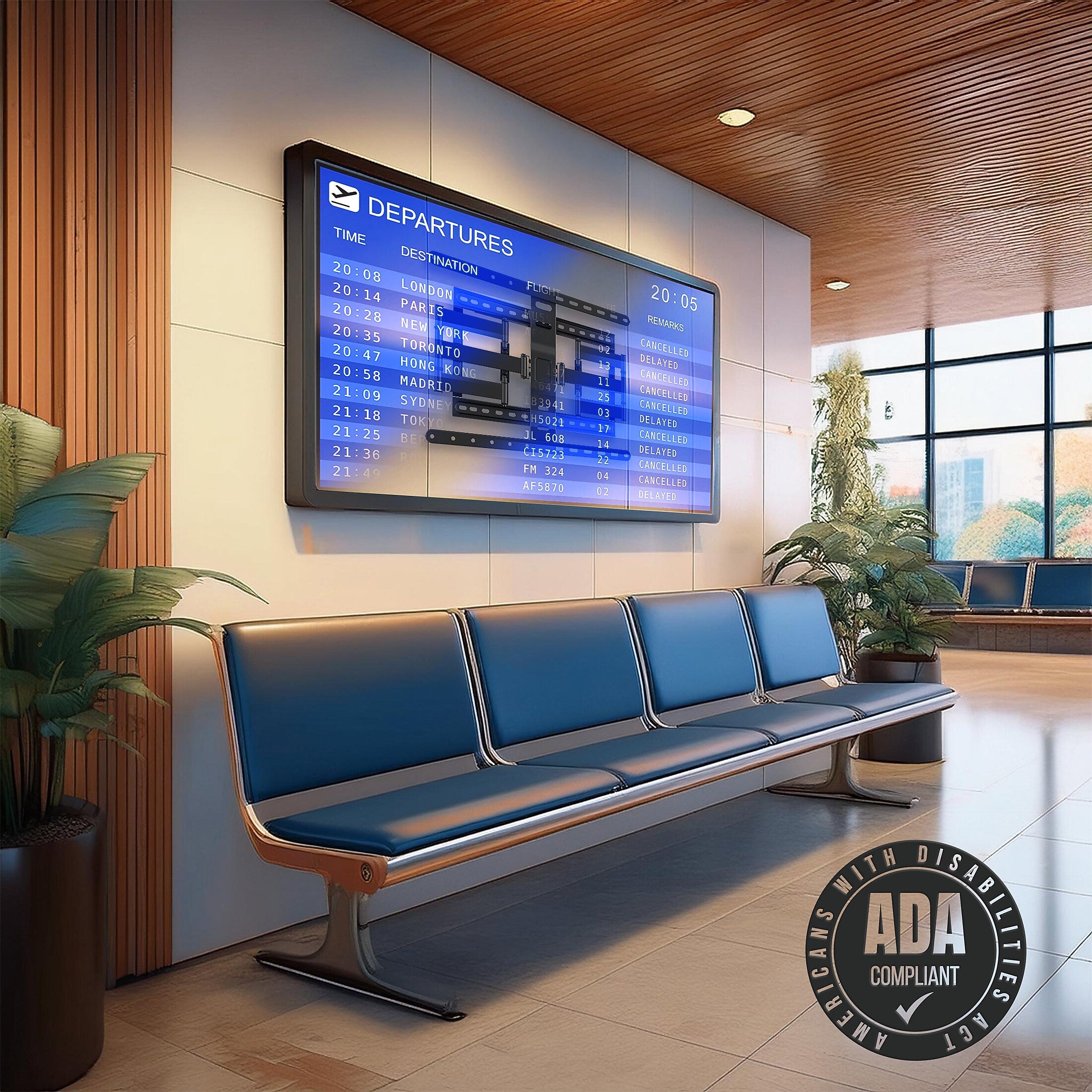 Mount-It! ADA Compliant Full Motion TV Wall Mount With Ultra-Slim Profile For 43" to 90" Screens,130 lbs. Max. (MI-309)