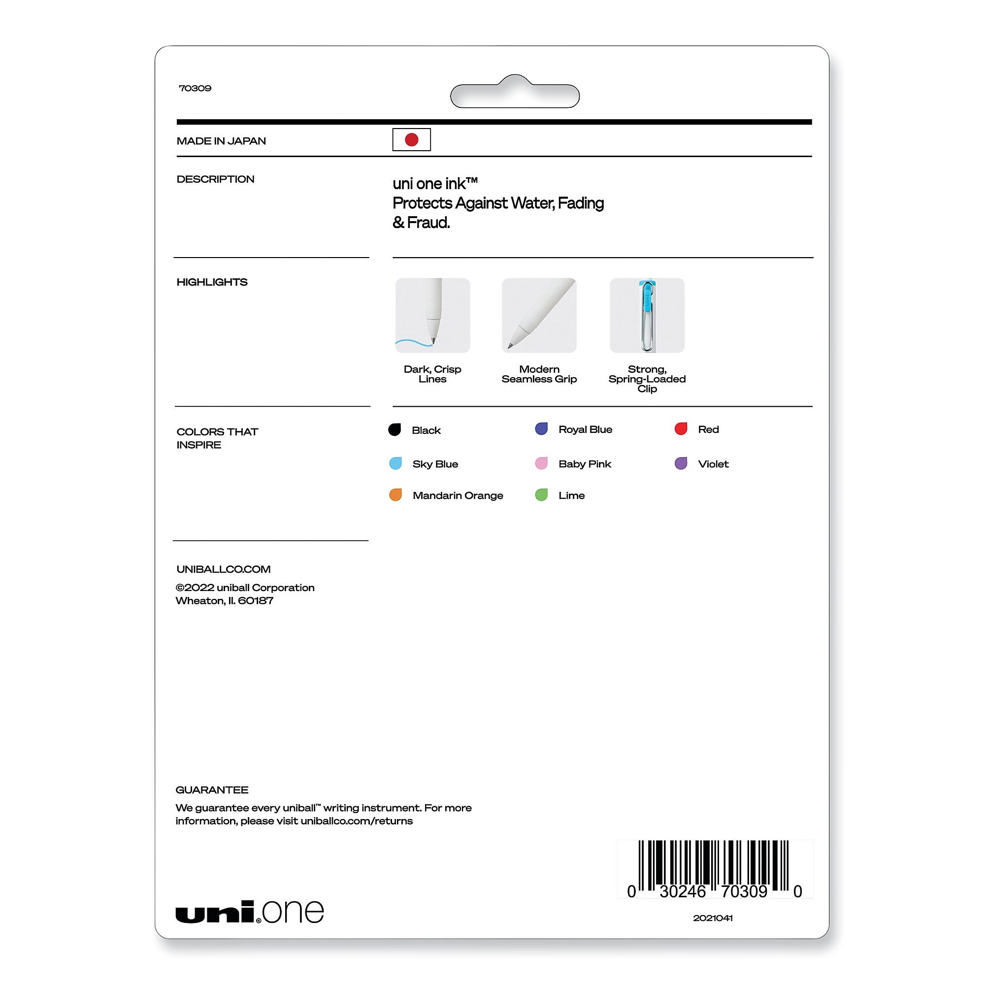 uni-ball uniONE Retractable Gel Pen, Medium Point, 0.7 mm, Assorted Ink, 8/Pack (UBC70309)